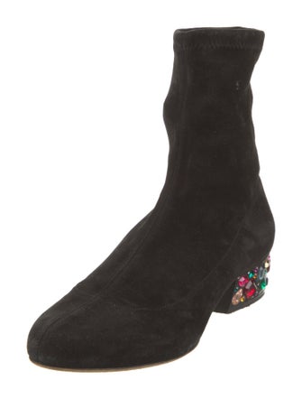 Jimmy Choo Suede Crystal Embellishments Sock Boots