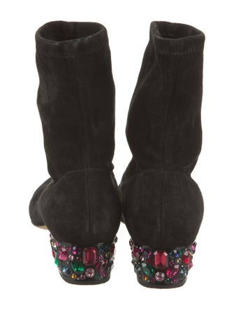 Jimmy Choo Suede Crystal Embellishments Sock Boots
