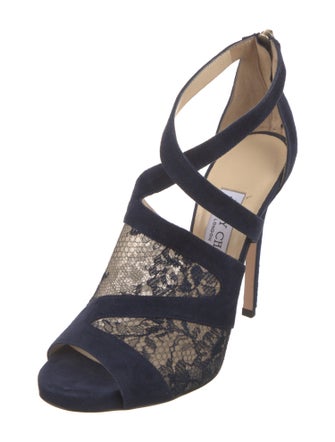 Jimmy Choo Suede Lace Pattern Pumps