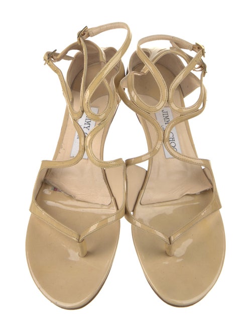 Jimmy Choo Patent Leather Leather Trim Embellishment Gladiator Sandals