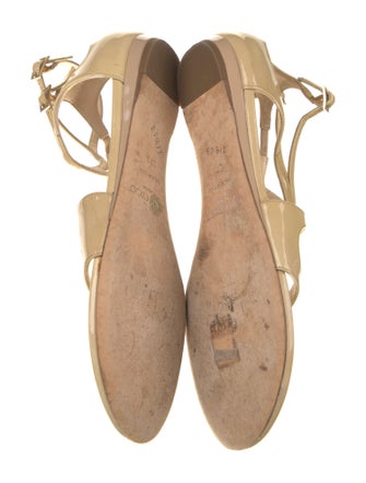 Jimmy Choo Patent Leather Leather Trim Embellishment Gladiator Sandals