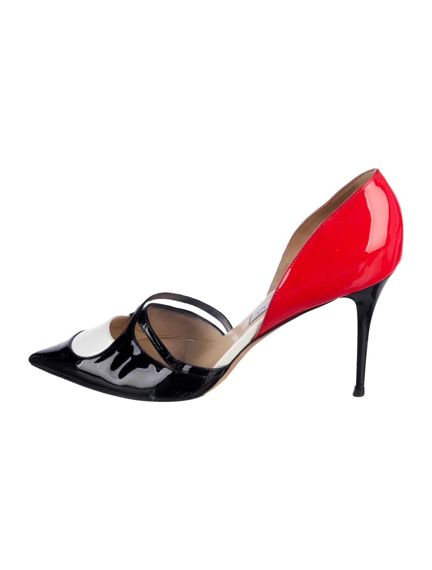 Jimmy Choo Patent Leather Colorblock Pattern D'Orsay Pumps
