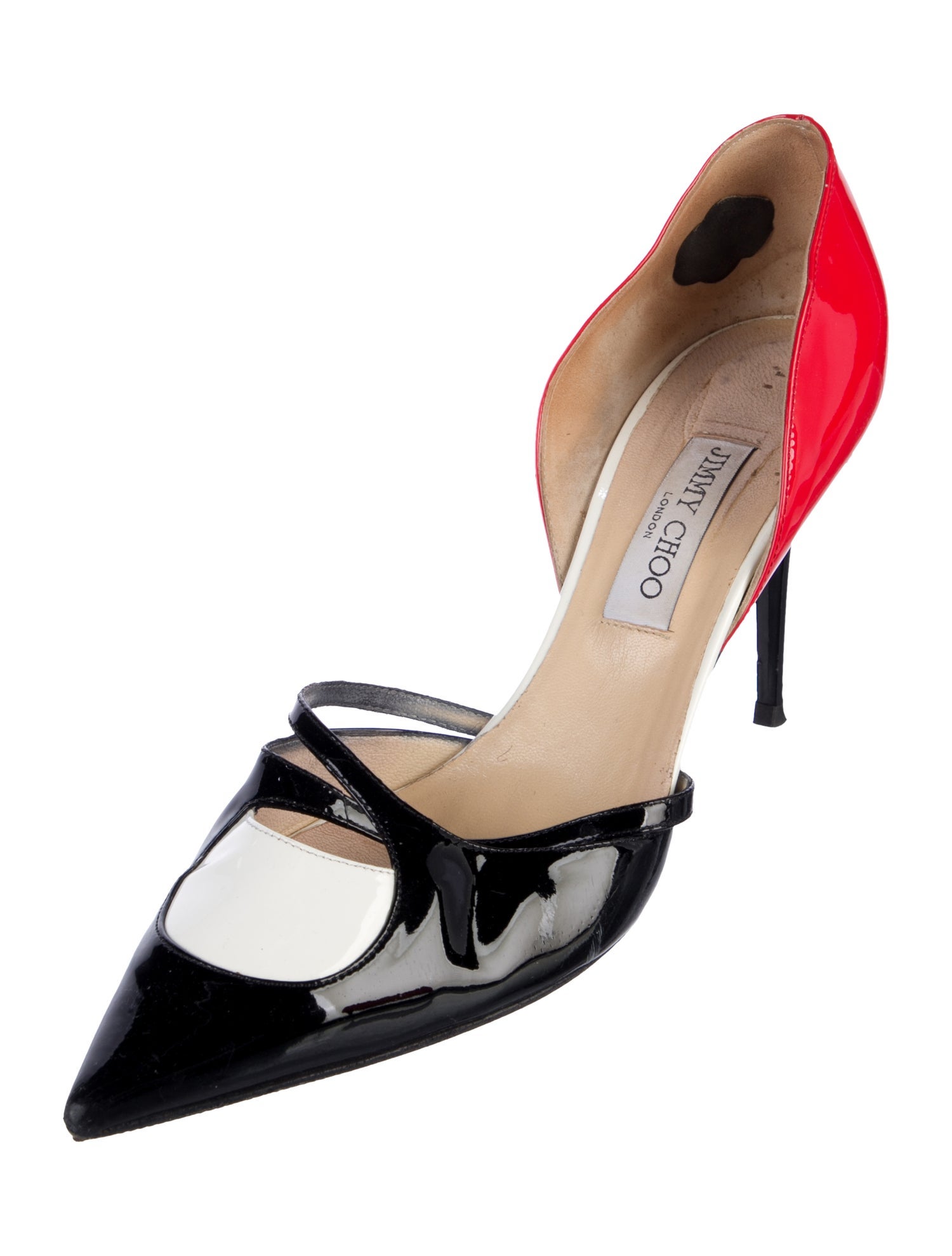 Jimmy Choo Patent Leather Colorblock Pattern D'Orsay Pumps