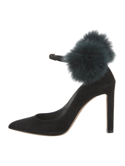 Jimmy Choo Suede Fur Trim Pumps