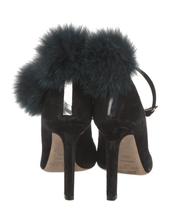 Jimmy Choo Suede Fur Trim Pumps
