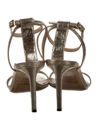 Jimmy Choo Leather Glitter Accents Sandals
