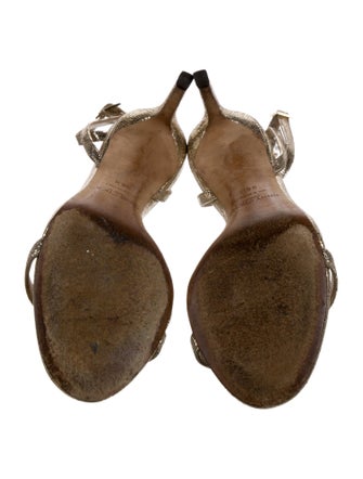 Jimmy Choo Leather Glitter Accents Sandals