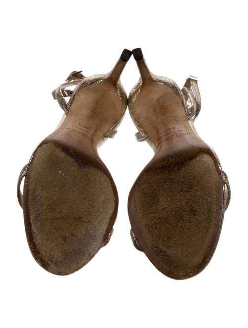 Jimmy Choo Leather Glitter Accents Sandals