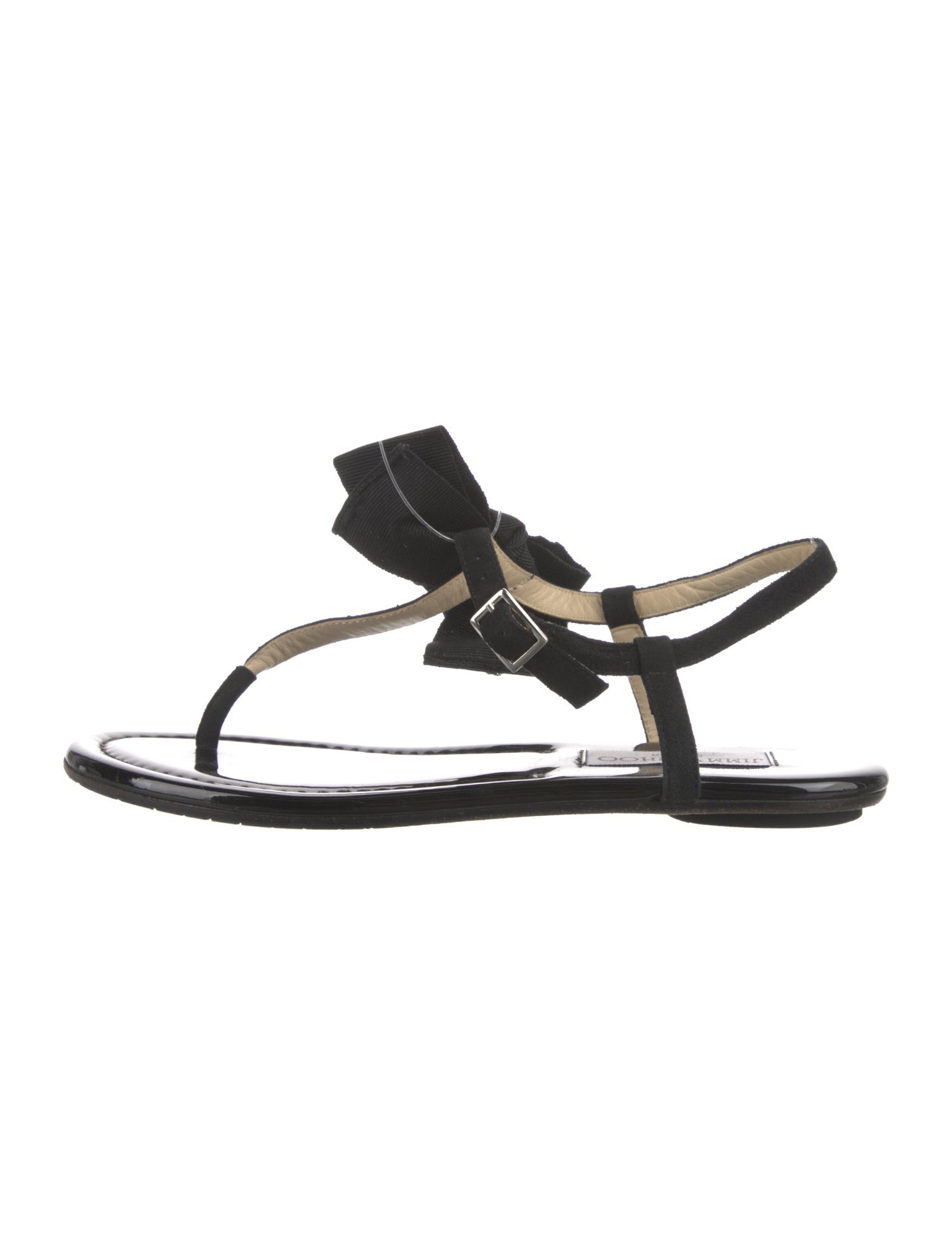 Jimmy Choo Suede Bow Accents T-Strap Sandals