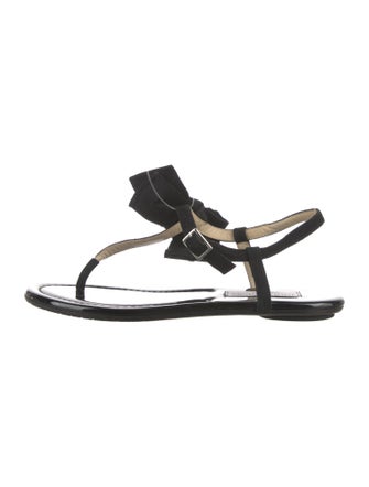Jimmy Choo Suede Bow Accents T-Strap Sandals