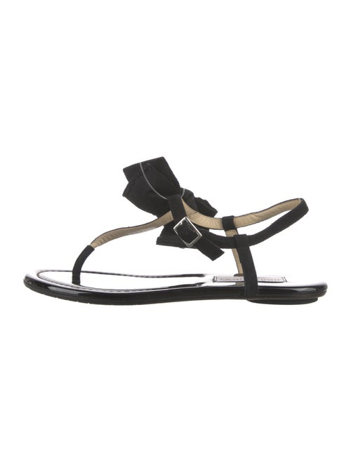 Jimmy Choo Suede Bow Accents T-Strap Sandals