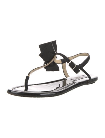 Jimmy Choo Suede Bow Accents T-Strap Sandals