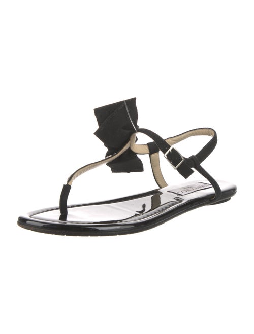 Jimmy Choo Suede Bow Accents T-Strap Sandals