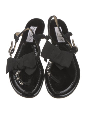 Jimmy Choo Suede Bow Accents T-Strap Sandals