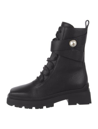 Jimmy Choo Rockstud Accents Leather Combat Boots