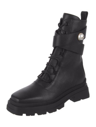 Jimmy Choo Rockstud Accents Leather Combat Boots