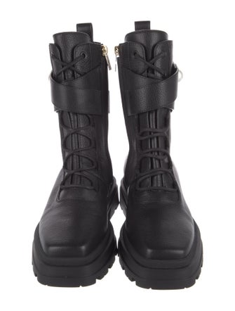 Jimmy Choo Rockstud Accents Leather Combat Boots