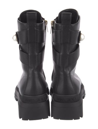 Jimmy Choo Rockstud Accents Leather Combat Boots
