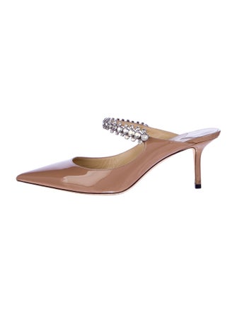 Jimmy Choo Patent Leather Crystal Embellishments Mules