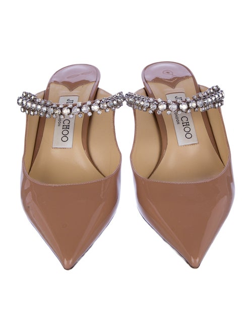 Jimmy Choo Patent Leather Crystal Embellishments Mules