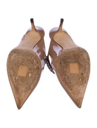 Jimmy Choo Patent Leather Crystal Embellishments Mules