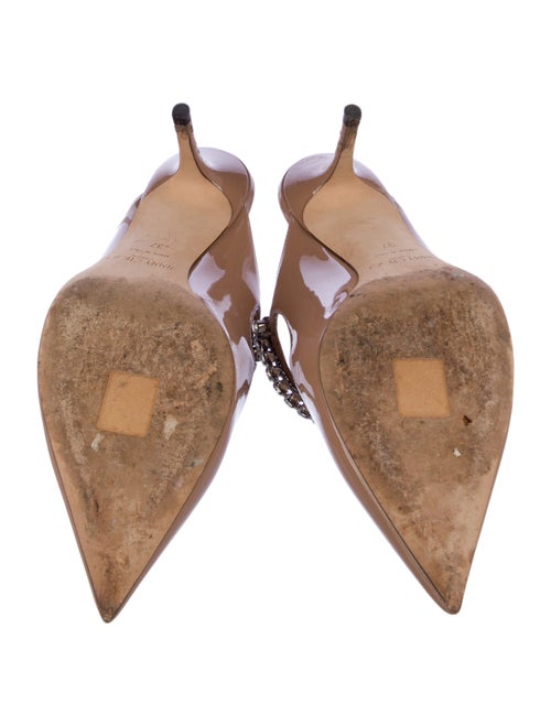 Jimmy Choo Patent Leather Crystal Embellishments Mules