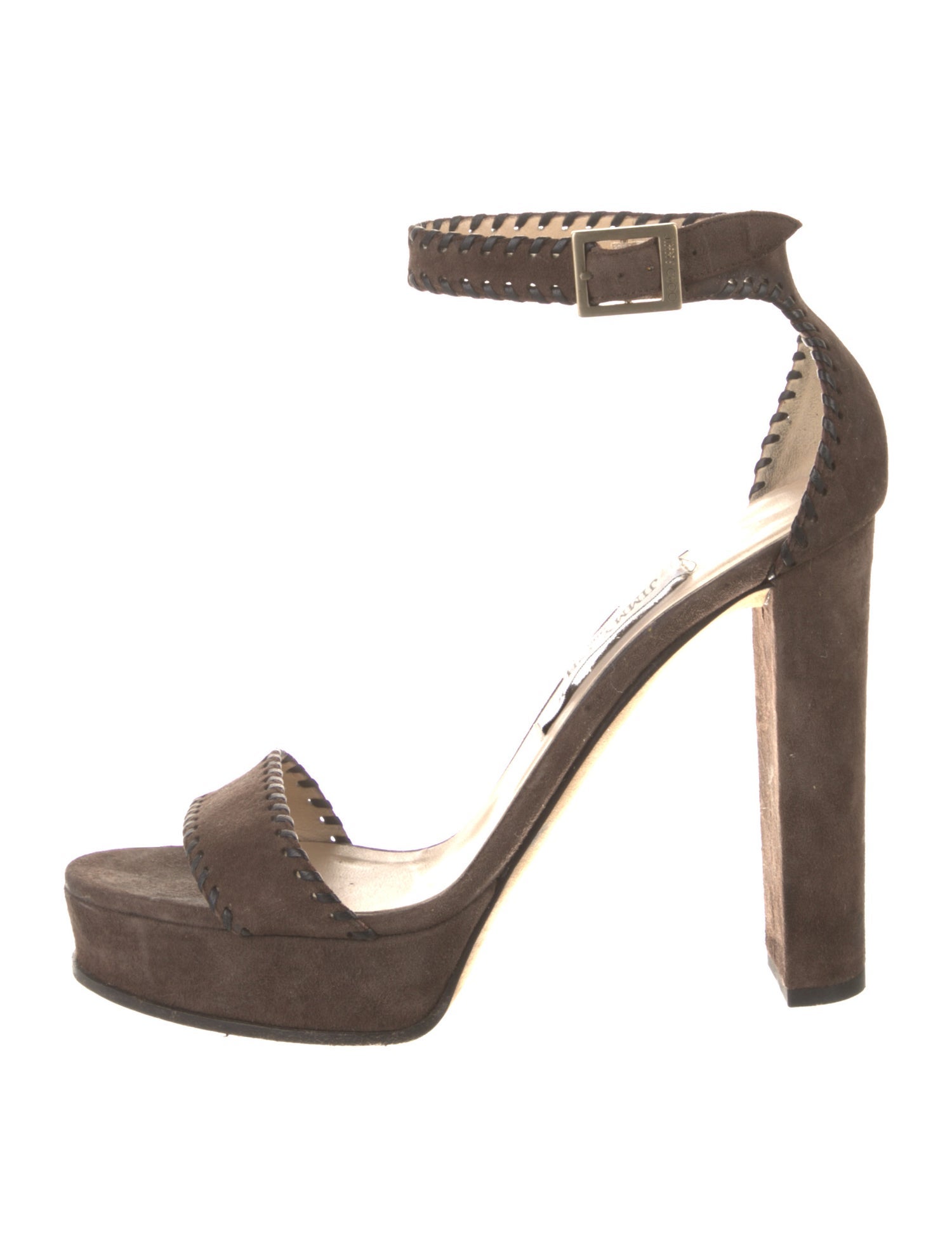 Jimmy Choo Suede Whipstitch Trim Sandals
