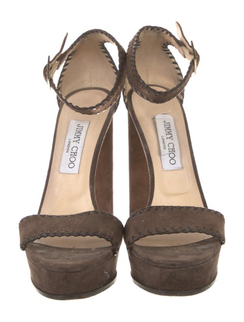 Jimmy Choo Suede Whipstitch Trim Sandals