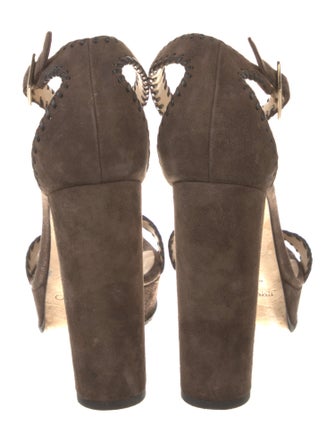 Jimmy Choo Suede Whipstitch Trim Sandals