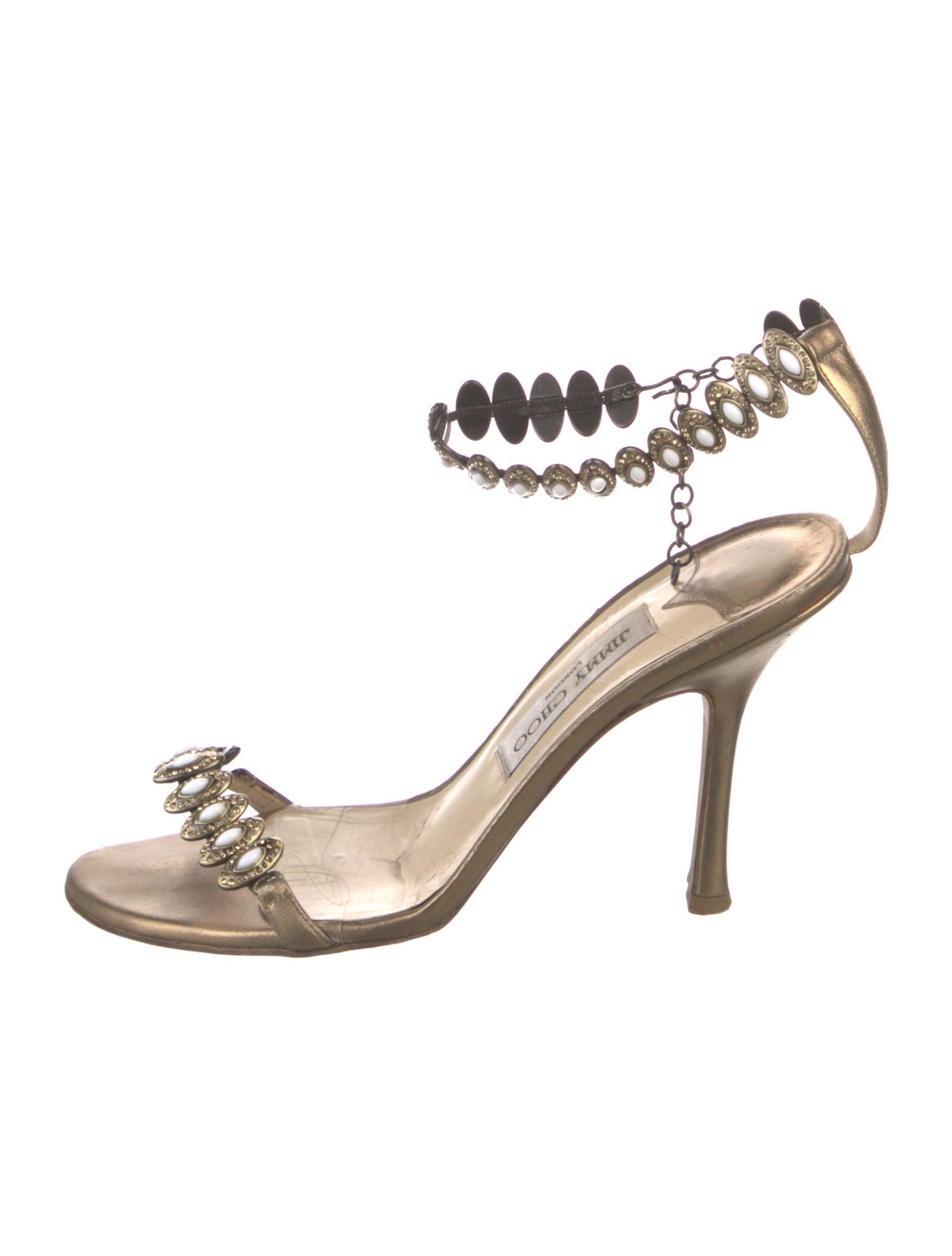 Jimmy Choo Leather Crystal Embellishments Sandals