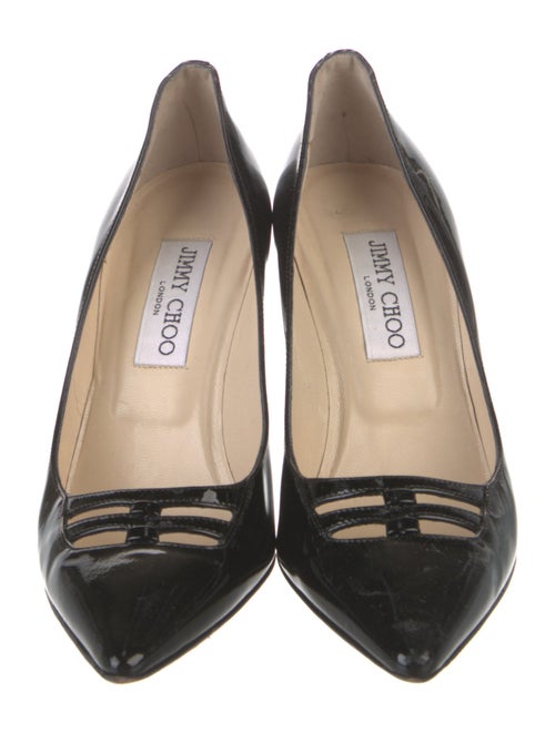 Jimmy Choo Patent Leather Cutout Accent Pumps
