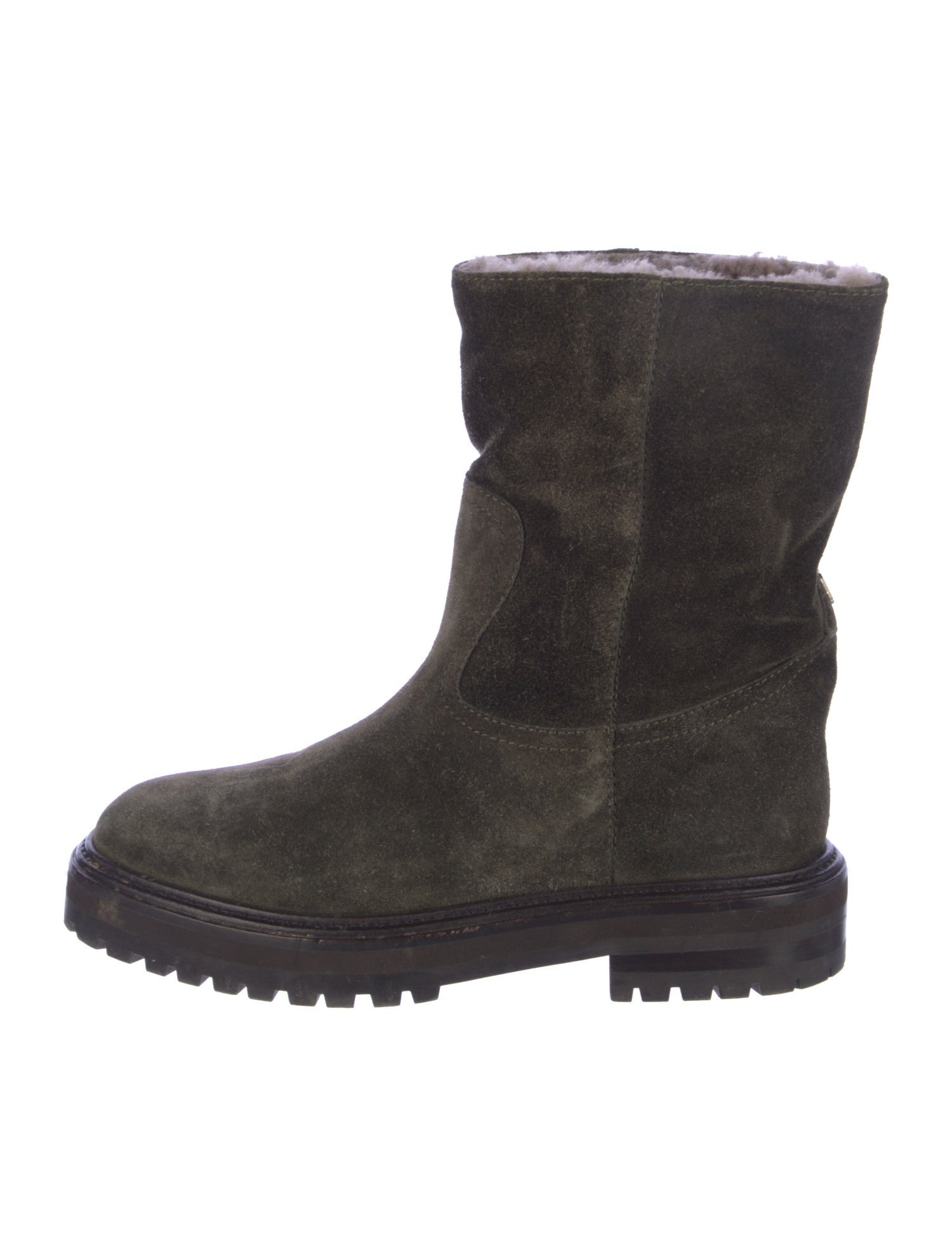 Jimmy Choo Suede Fur Trim Moto Boots