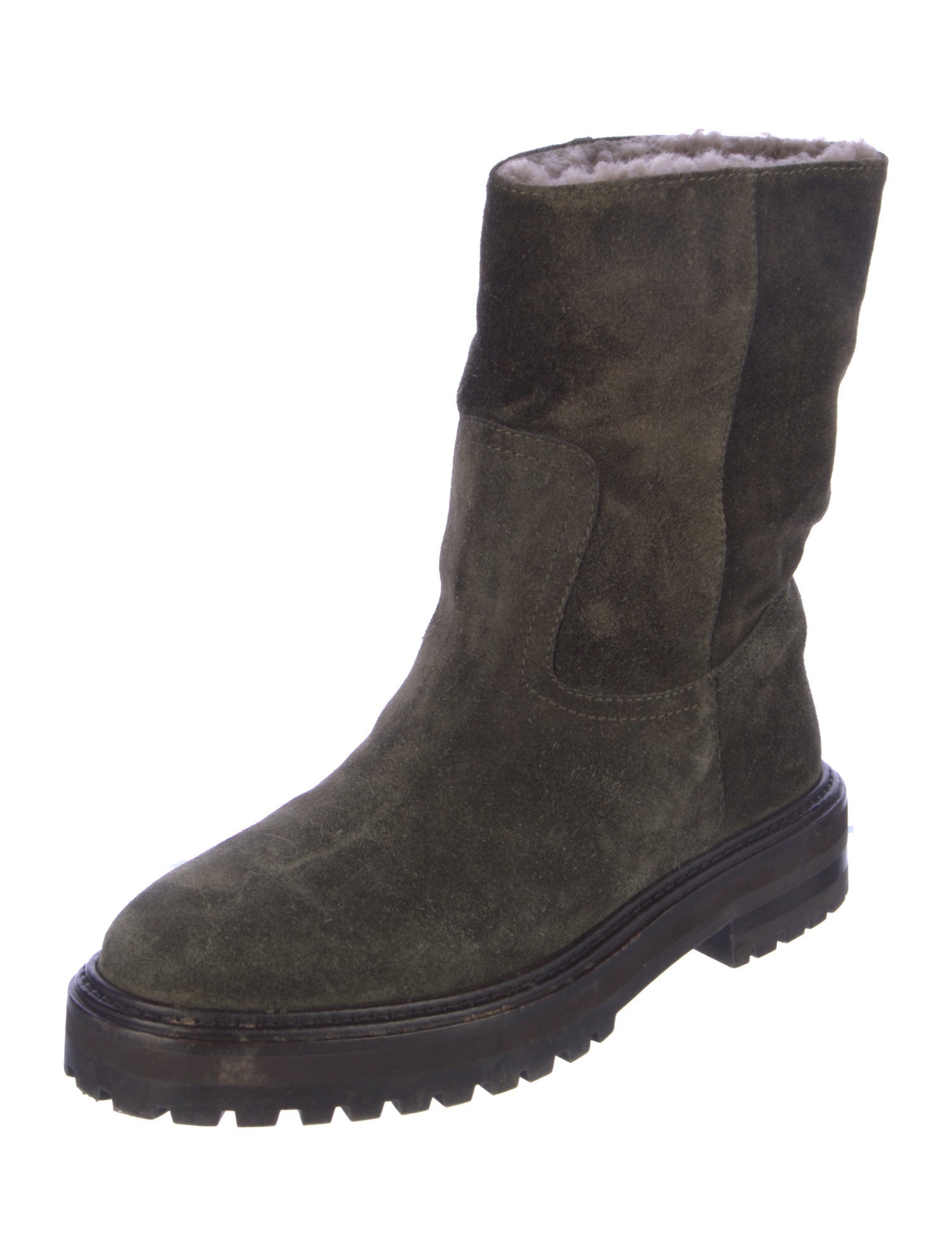 Jimmy Choo Suede Fur Trim Moto Boots