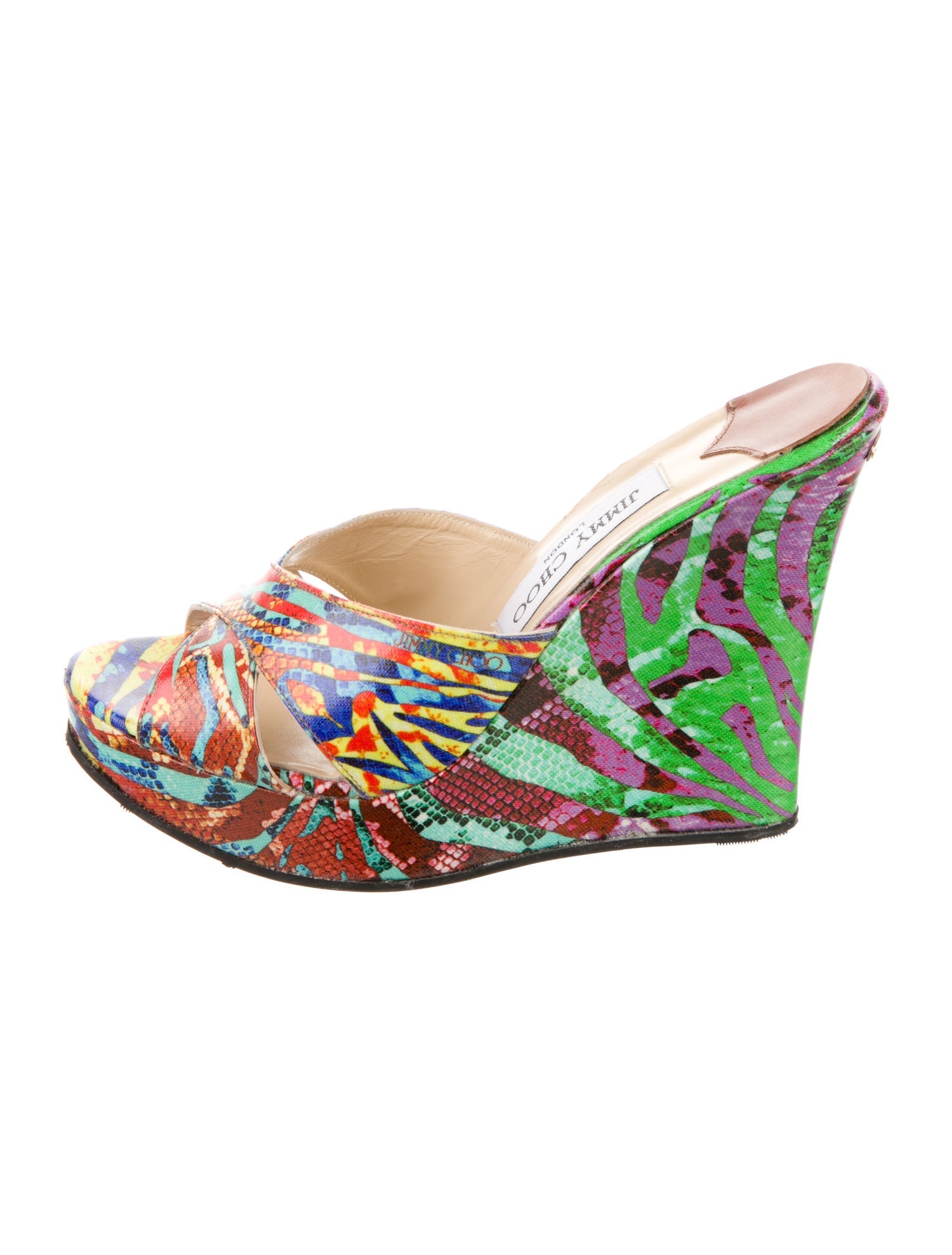 Jimmy Choo Leather Printed Slides