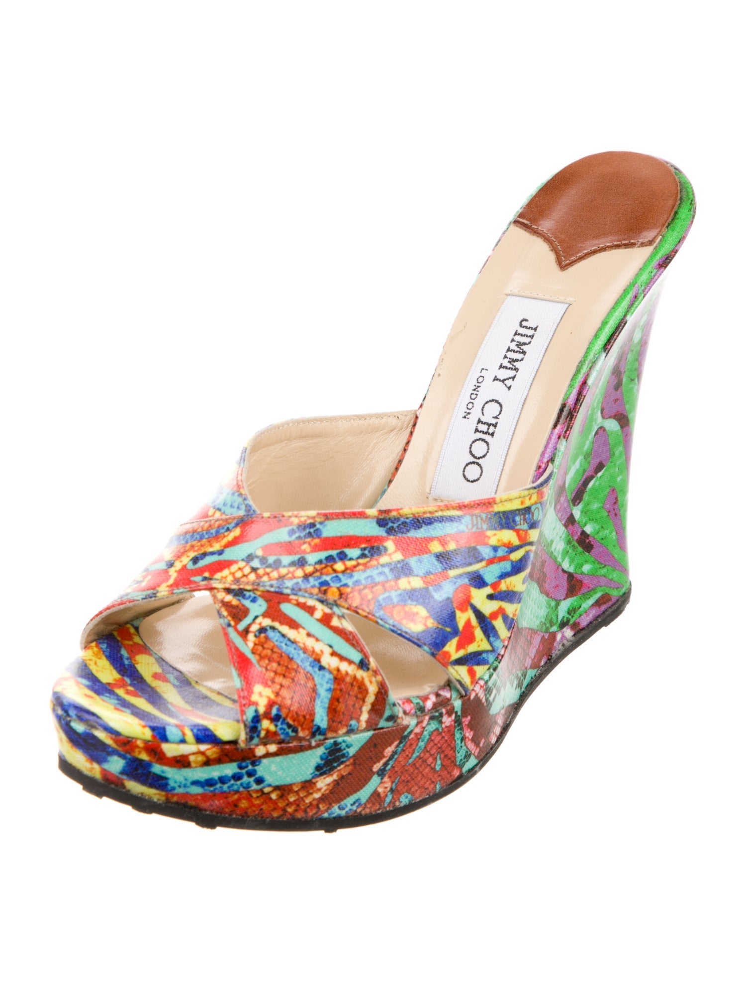 Jimmy Choo Leather Printed Slides