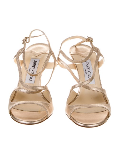 Jimmy Choo Leather Cutout Accent Slingback Sandals