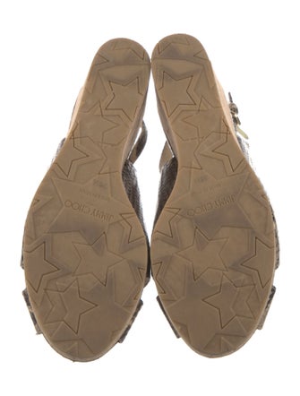 Jimmy Choo Embossed Leather Animal Print Slingback Sandals