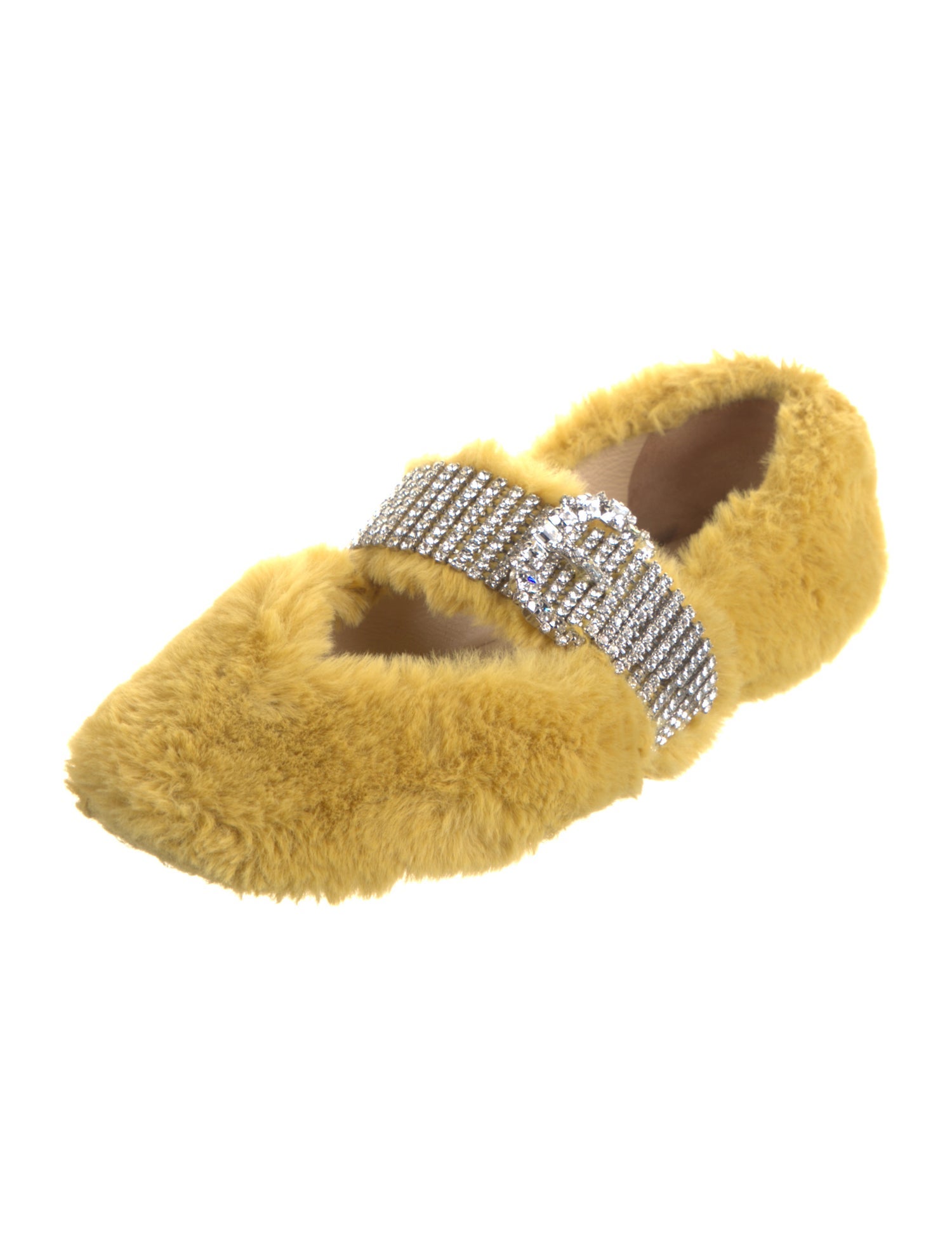 Jimmy Choo Fur Crystal Embellishments Flats