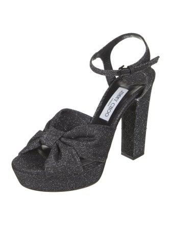 Jimmy Choo Canvas Glitter Accents Sandals