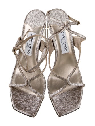Jimmy Choo Canvas Glitter Accents Sandals