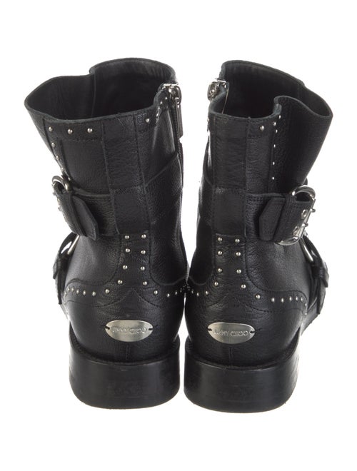 Jimmy Choo Leather Studded Accents Moto Boots