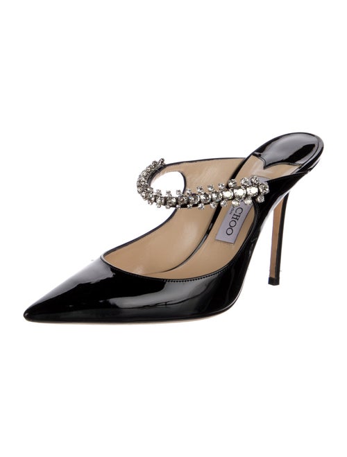 Jimmy Choo Patent Leather Crystal Embellishments Mules