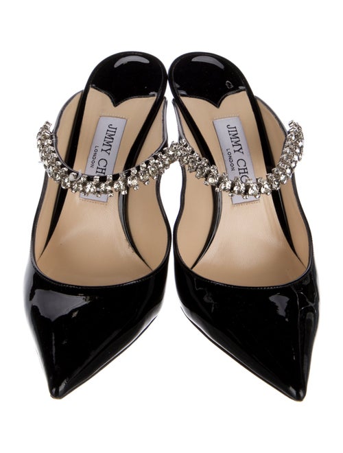 Jimmy Choo Patent Leather Crystal Embellishments Mules