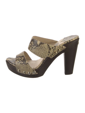 Jimmy Choo Embossed Leather Animal Print Slides