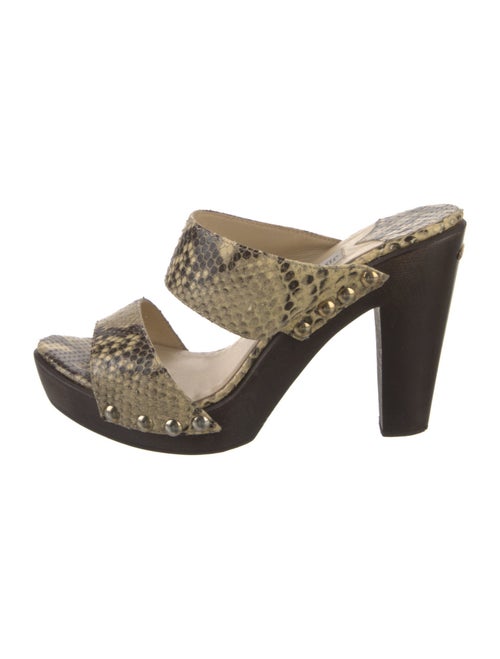 Jimmy Choo Embossed Leather Animal Print Slides