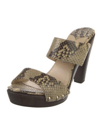 Jimmy Choo Embossed Leather Animal Print Slides