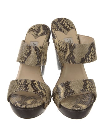Jimmy Choo Embossed Leather Animal Print Slides