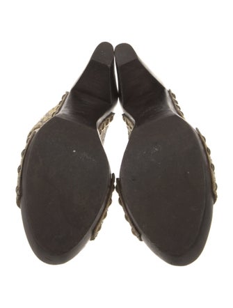 Jimmy Choo Embossed Leather Animal Print Slides