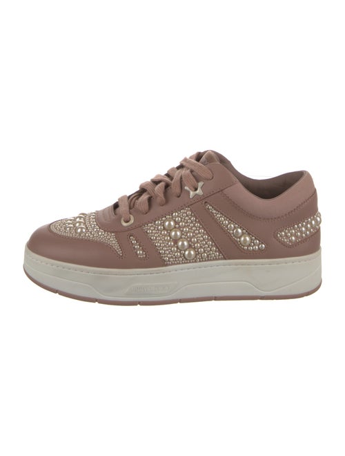 Jimmy Choo Leather Beaded Accents Sneakers