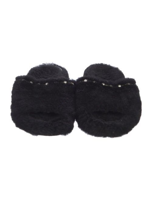Jimmy Choo Faux Pearl Accents Shearling Slides